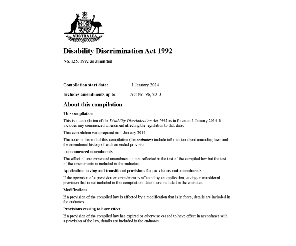 Disability Discrimination Act 1992